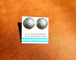 Stamped Silver Button Earrings