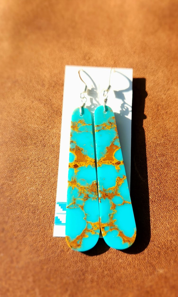 Turquoise Slab Matrix Earrings