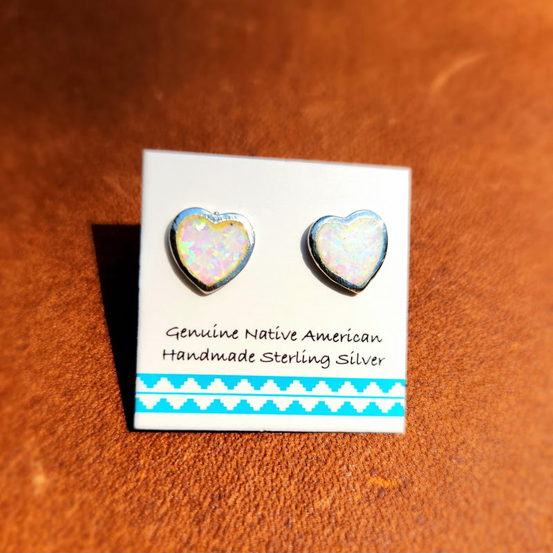 Heart Shaped Opal Earrings