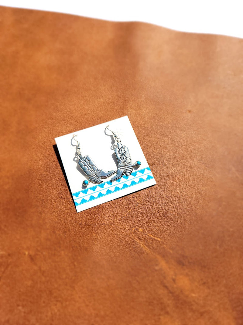Silver Boot Earring with Turquoise