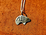 Bear Stamped Silver Pendant with Silver Chain