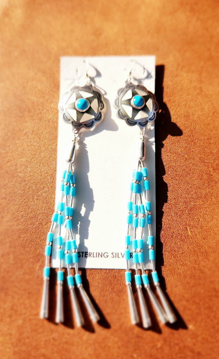 Silver Star Concho with Turquoise Stud Earrings