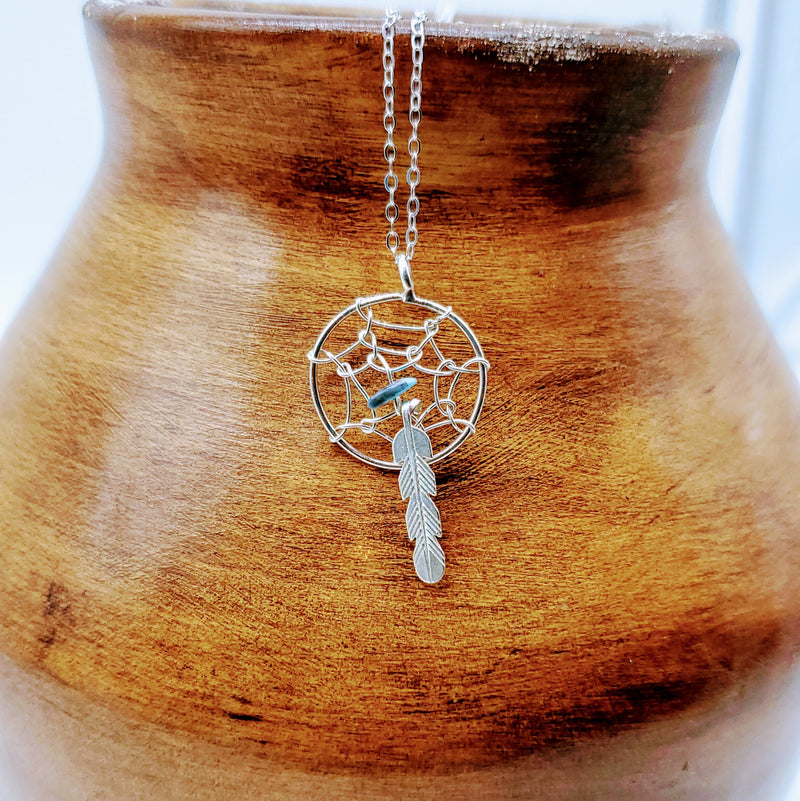 Dreamcatcher Necklace with turquoise stone