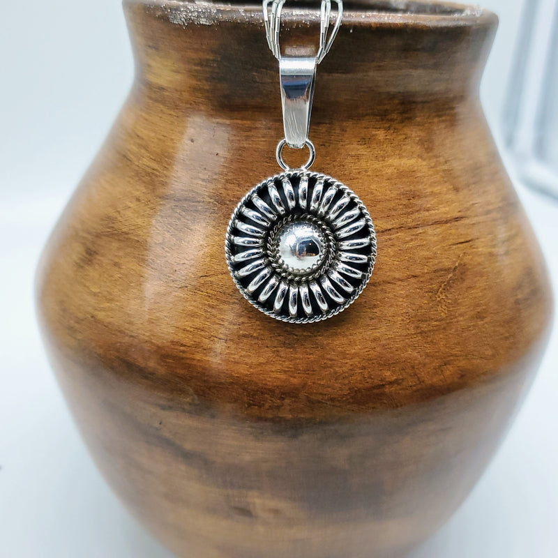 Circle Pendant and liquid silver chain
