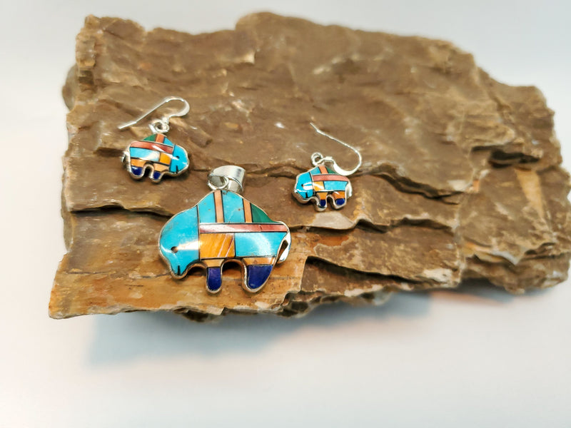 Buffalo Pendant and Earring Set
