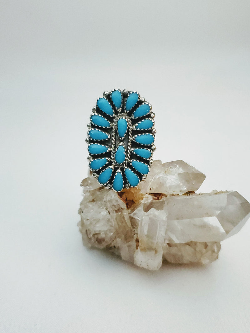 Turquoise Oval Oblong Cluster Ring