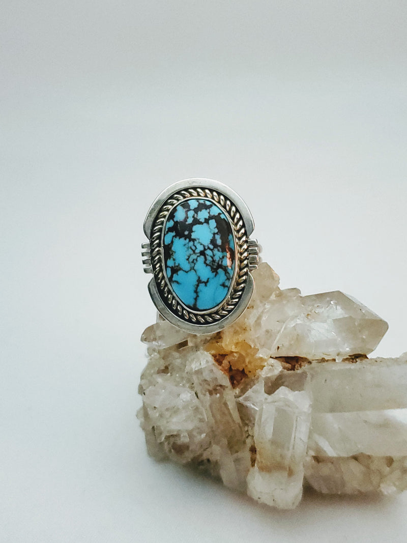 Turquoise Oval Ring With Wide Bezel