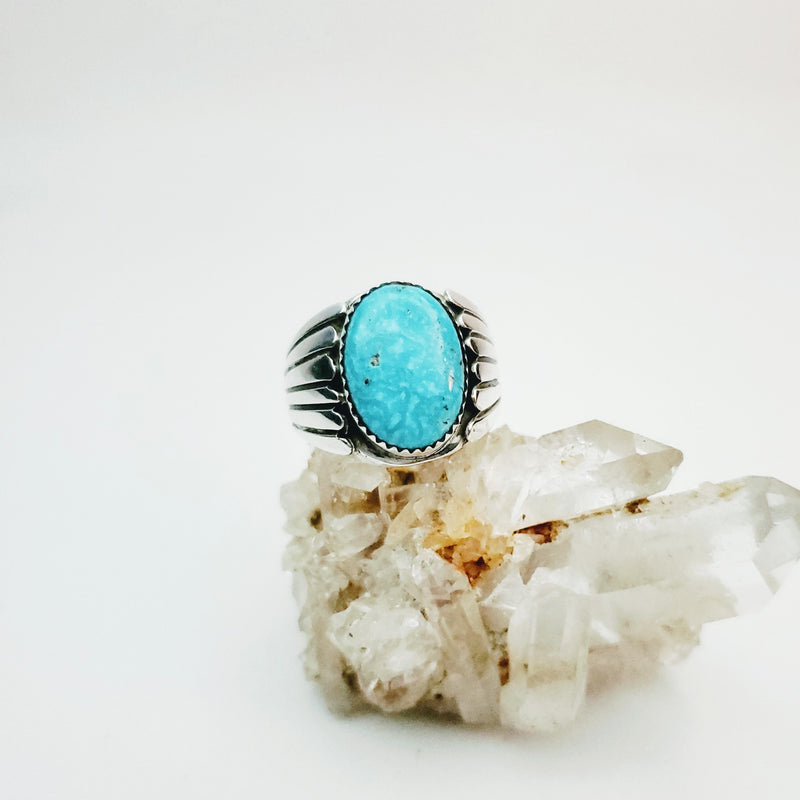 Turquoise Round Scalloped Shank