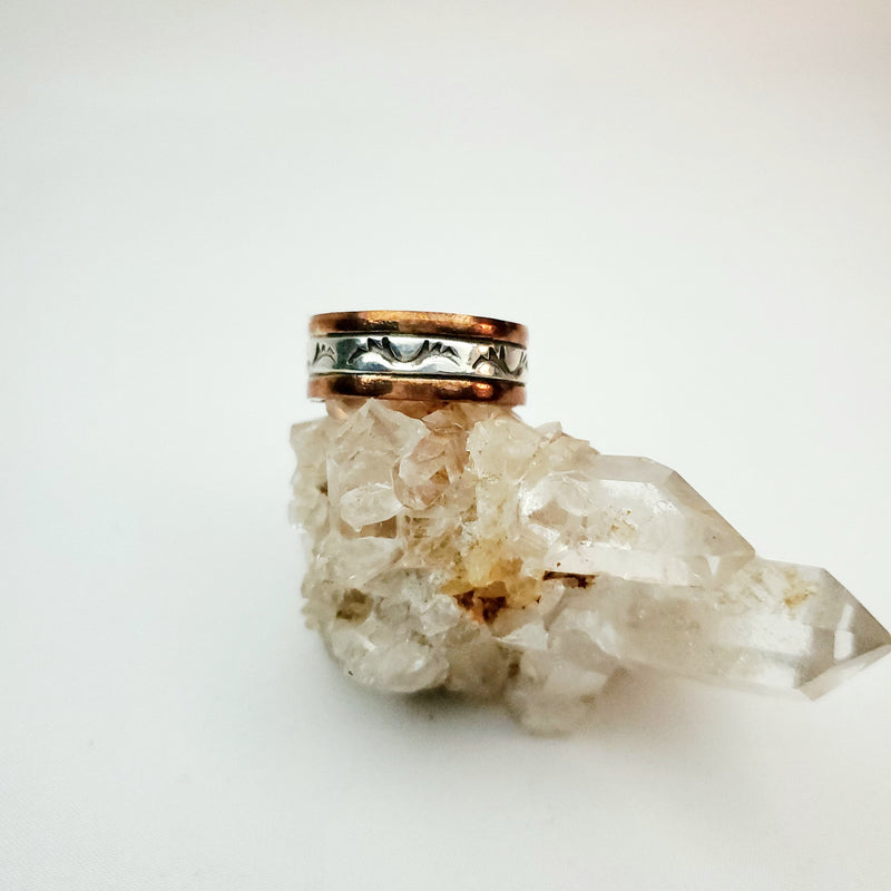 Copper and Silver Band Men's Ring