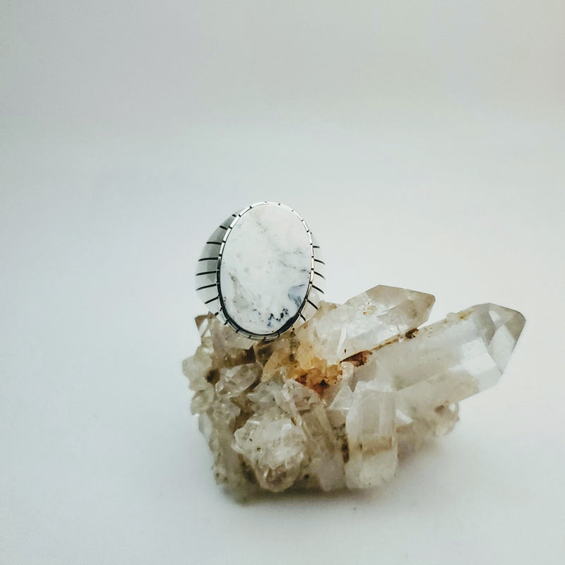Large Oval White Turquoise Men's Ring