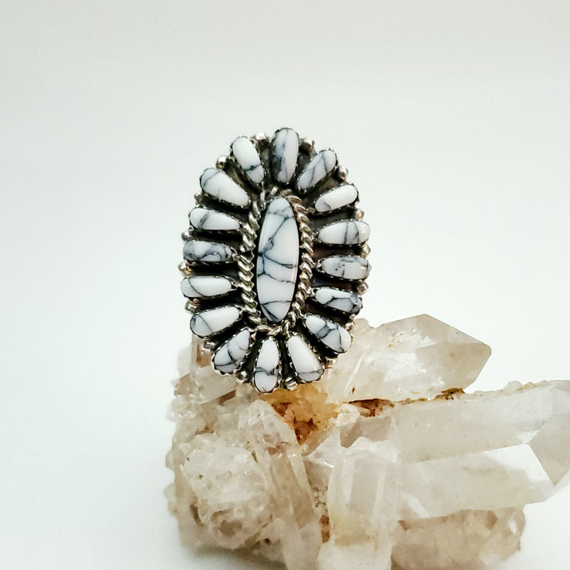White Howlite Cluster Ring