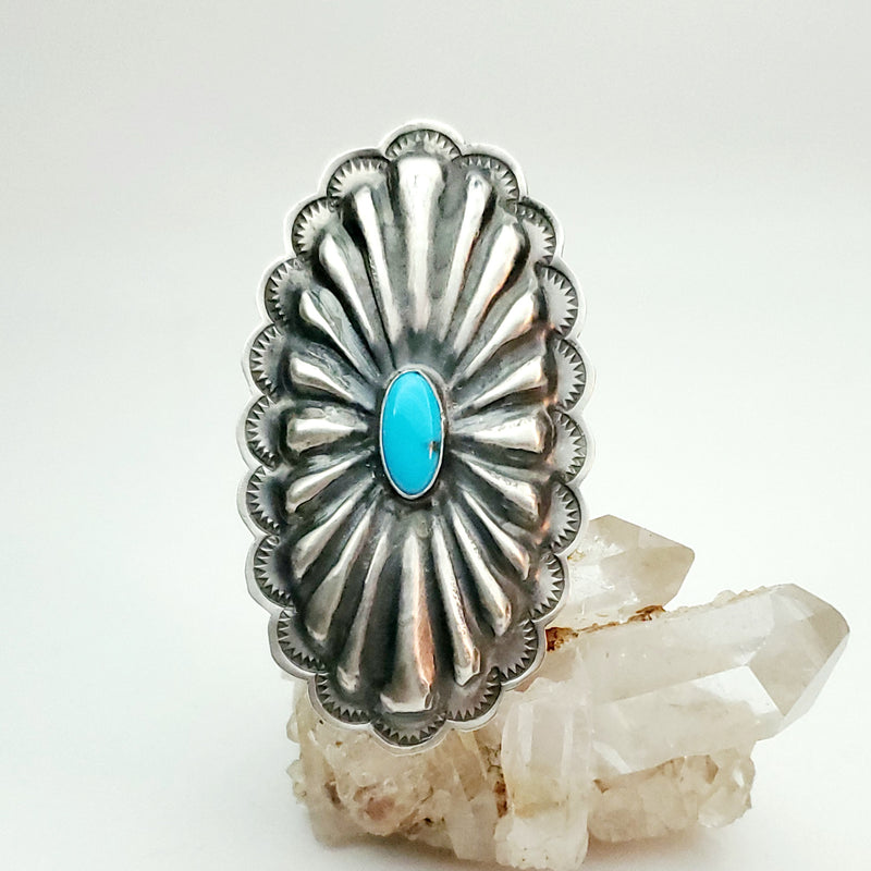 Navajo Concho Ring with Kingman Turquoise