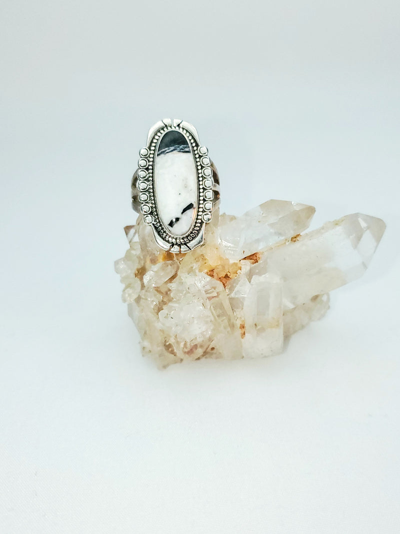 White Buffalo Oval Ring
