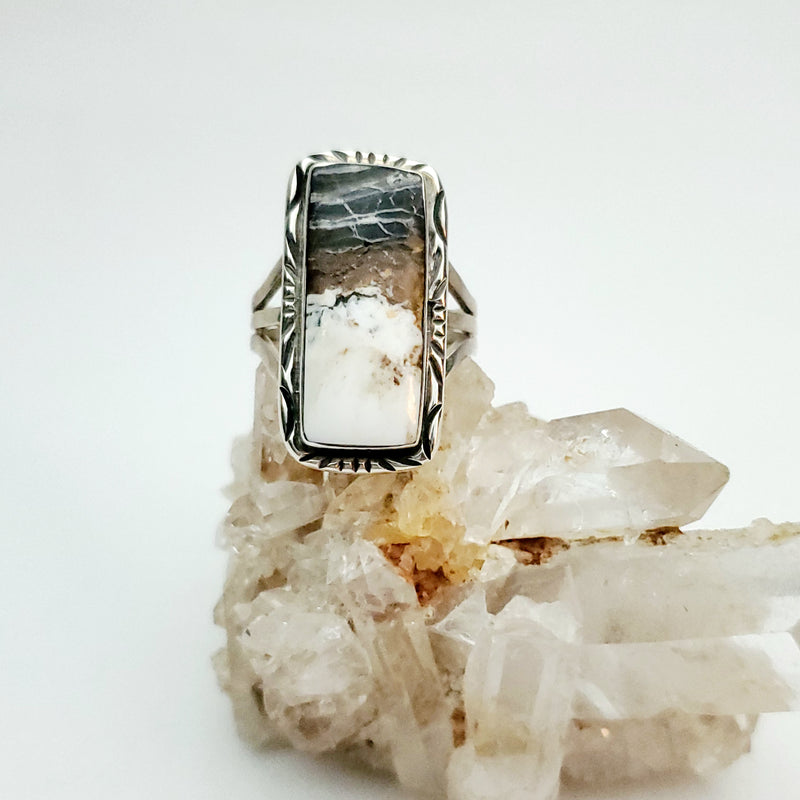 White Buffalo Rectangle Ring