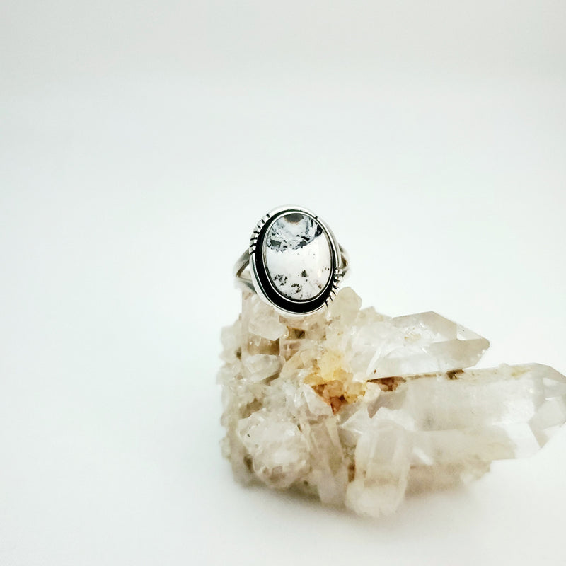 White Buffalo Oval Ring