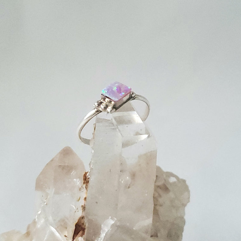 Pink Opal Diamond Shape Ring