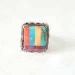 Multi-Stone Inlay Square Ring