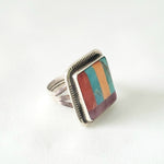 Multi-Stone Inlay Square Ring