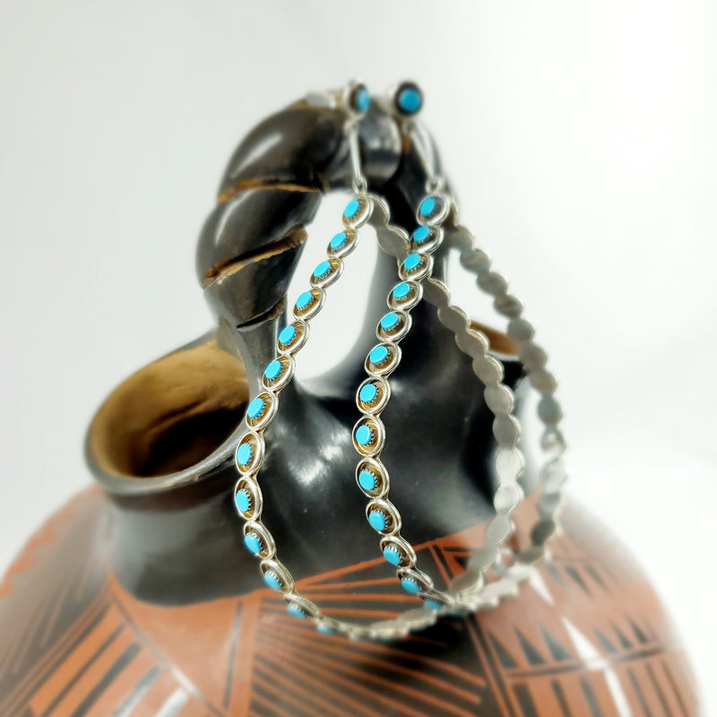 Zuni Kingman Dot Long Tear Drop Earrings