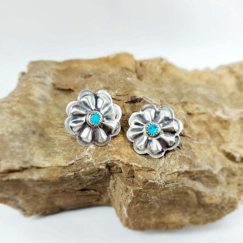 Stamped Concho Post With Kingman Turquoise