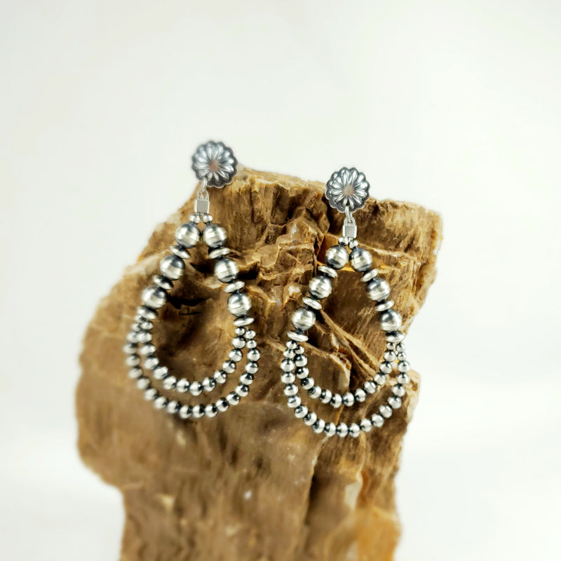 Navajo Pearl Teardrop Concho Post Earrings