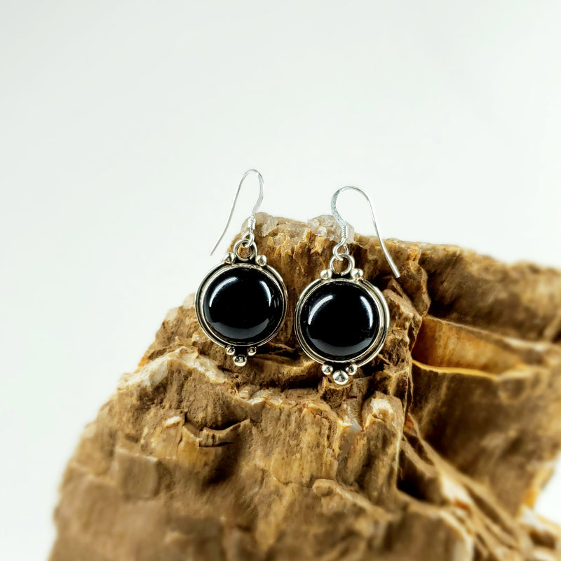 Onyx Circle Earrings