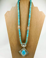 Navajo Stamped Pendant with Kingman Turquoise