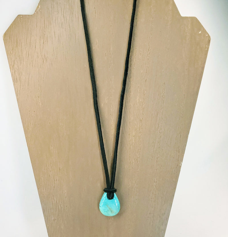 Small Turquoise Slab with Leather Cord