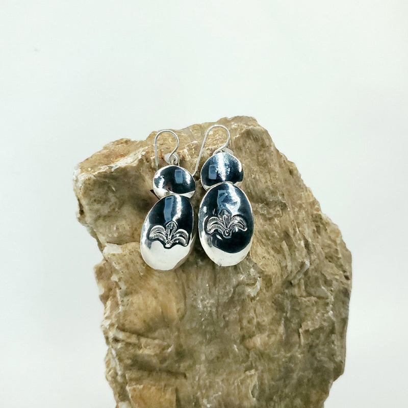 Navajo Sterking Silver Double Bead Earrings
