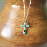 Cross with multi-color teardrop stones. Silver Chain