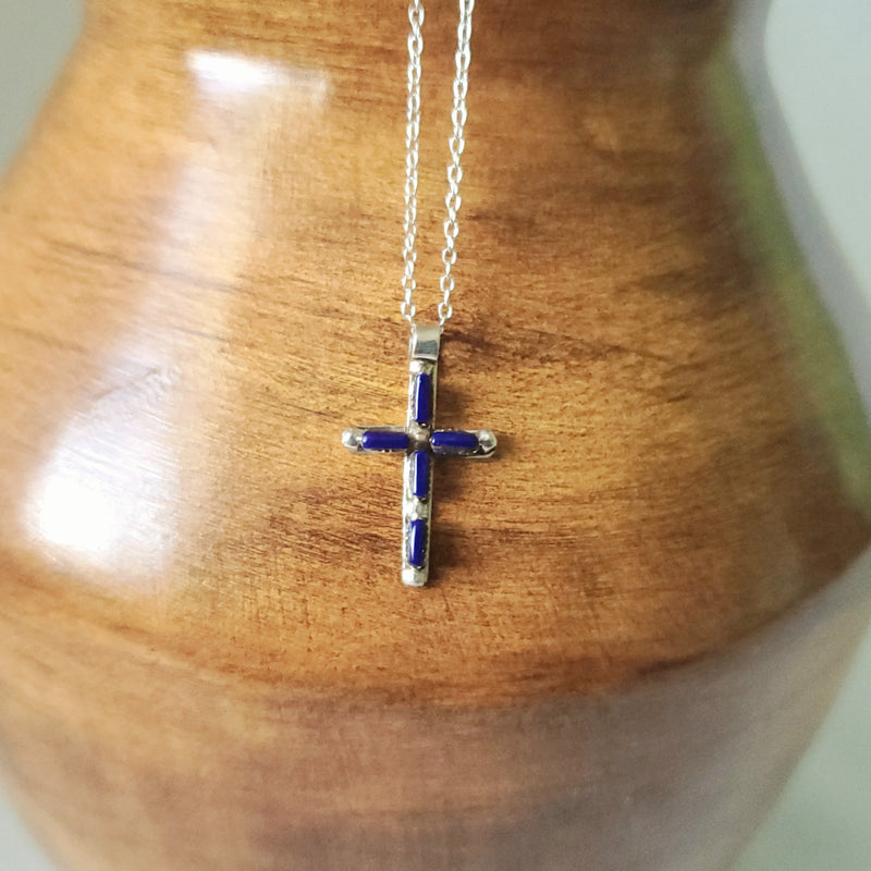 Zuni Needlepoint Lapis Cross