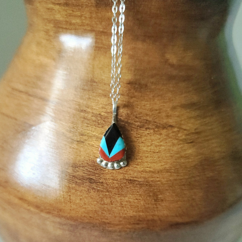 Zuni Inlay Pendant Necklace