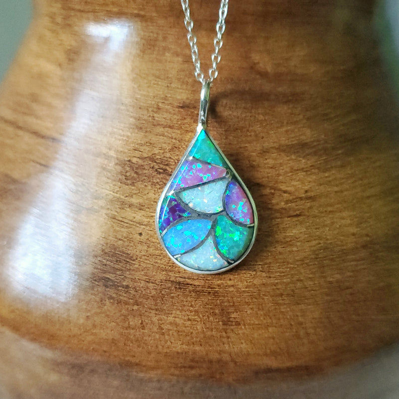 Zuni Inlay Large Teardrop Necklace