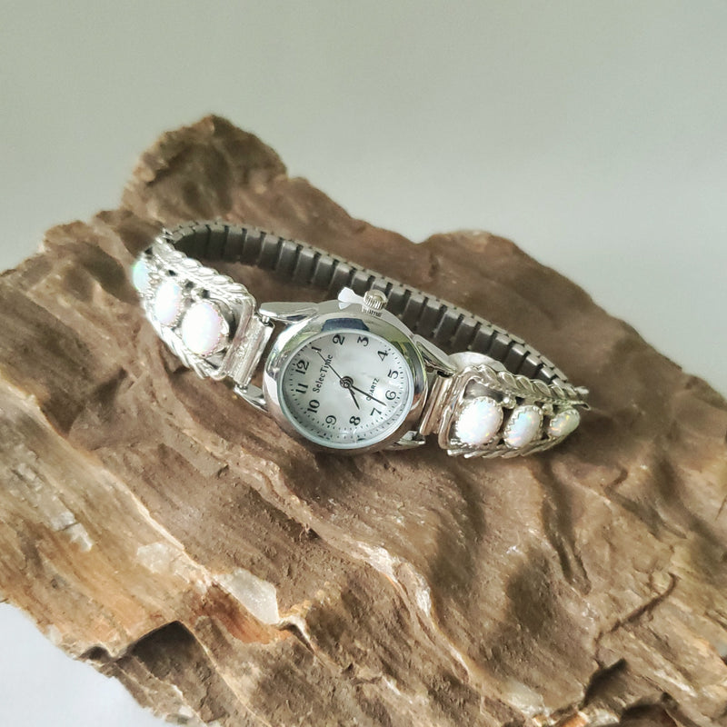 White Opal 3 stone watchband
