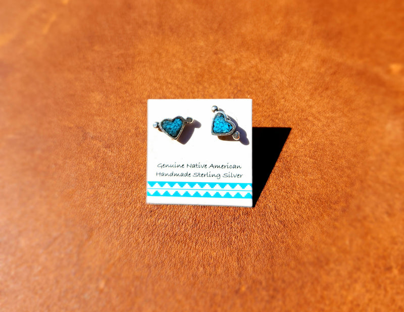 Compressed Turquoise Heart Earrings