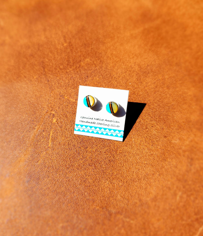 Round Multi-stone Inlay Earrings