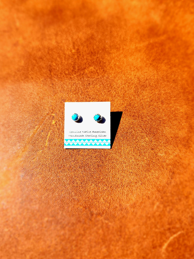 Scalloped Bezel Turquoise Earrings
