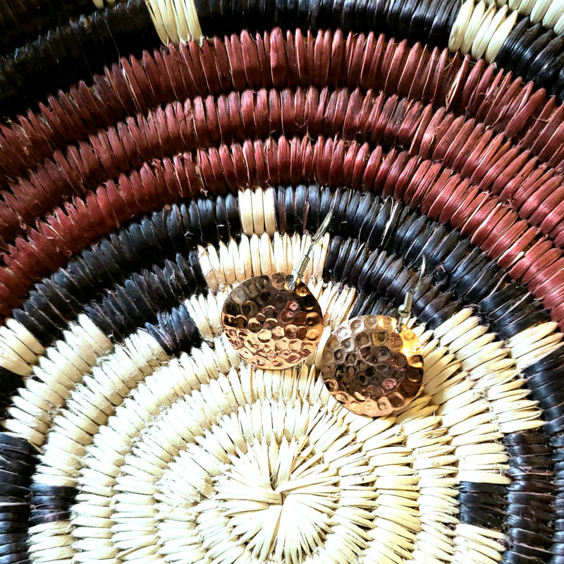 Copper Round Hammered Earrings