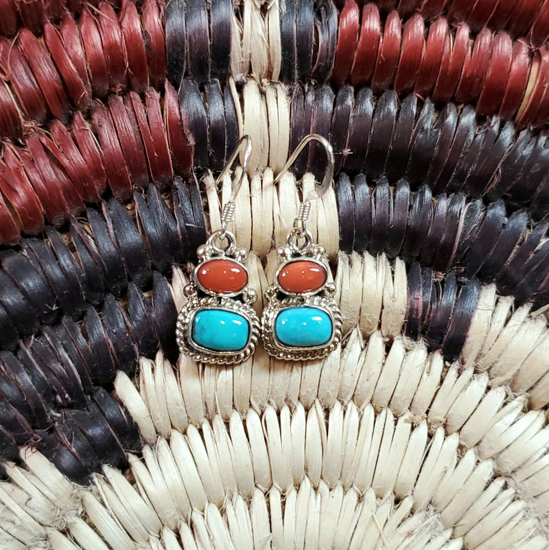 Coral and Turquoise Earrings