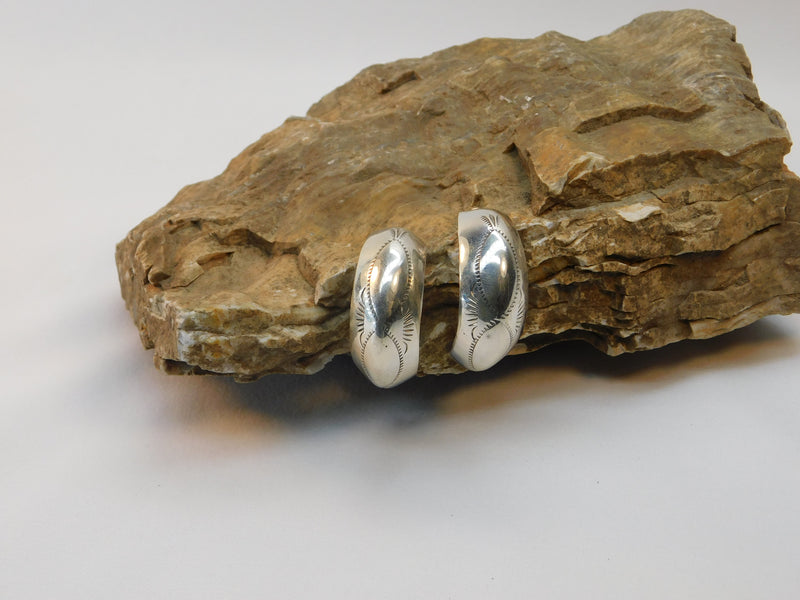 Silver Large Demi Hoop Earrrings