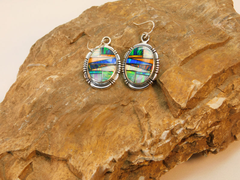 Opal Multi-color large Oval Earring