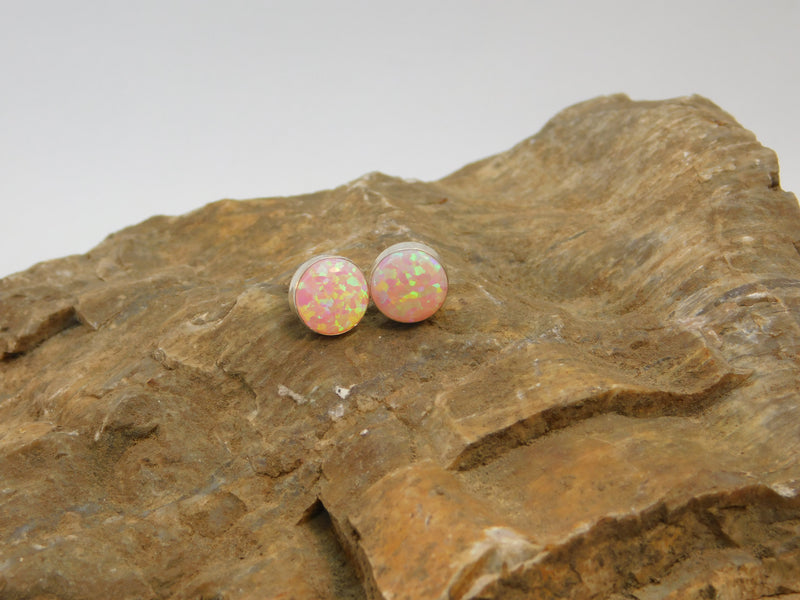Opal Pink Circle Post Earring
