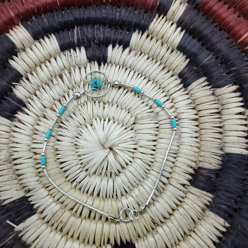 Dreamcatcher Liquid Silver and Turquoise Bracelet