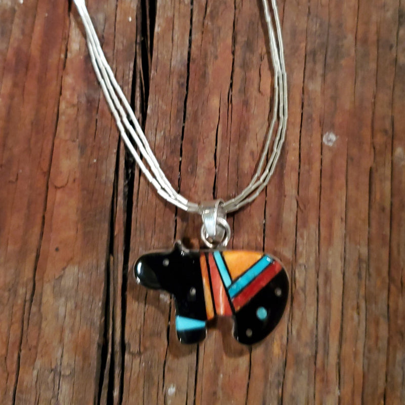 Fetish Bear Inlay with liquid silver chain