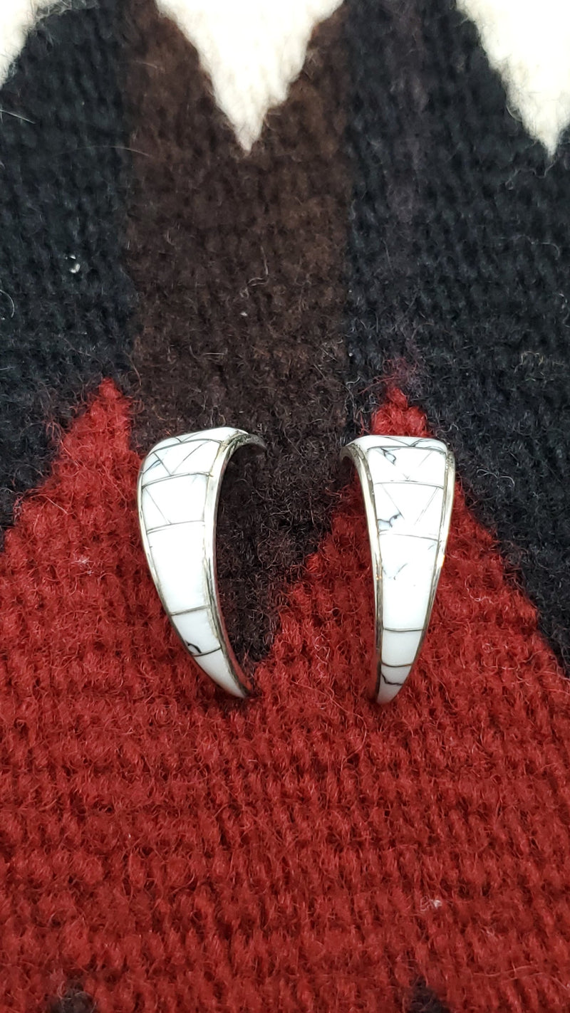Howlite Large Demi Post Earring