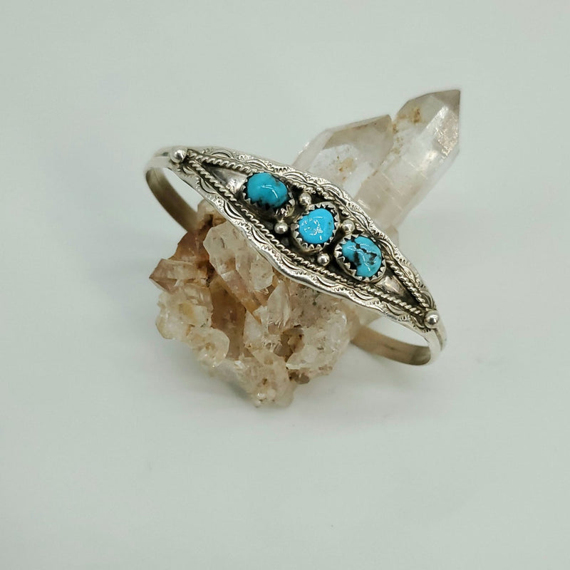 Kingman Turquoise 3 stone Bracelet