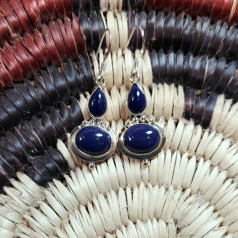 Lapis Two Stone Earrings