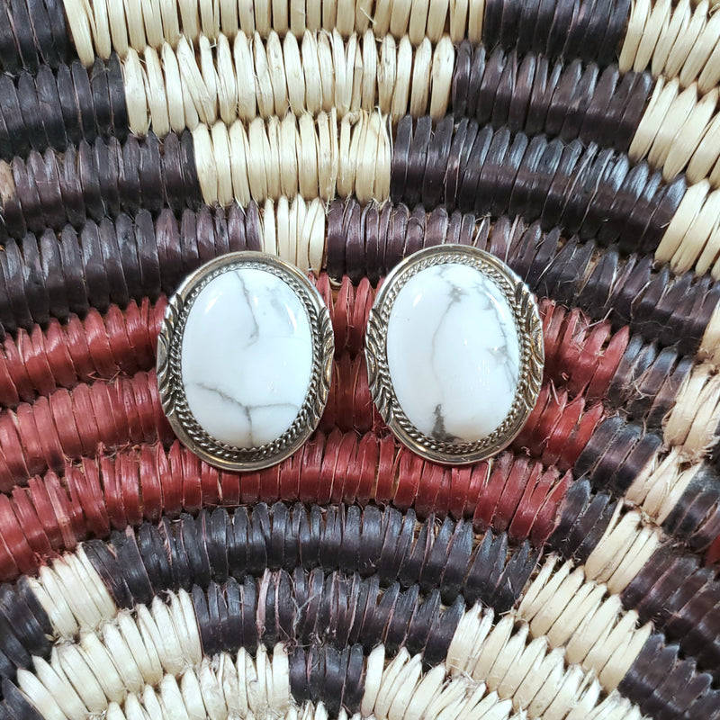 Large Howlite Earrings