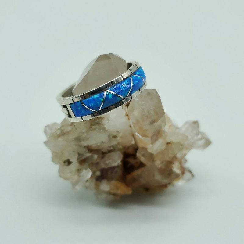 Men's Blue Opal Band Ring
