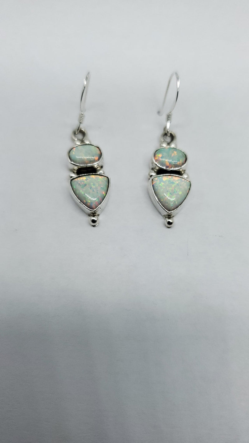 Opal two stone earring